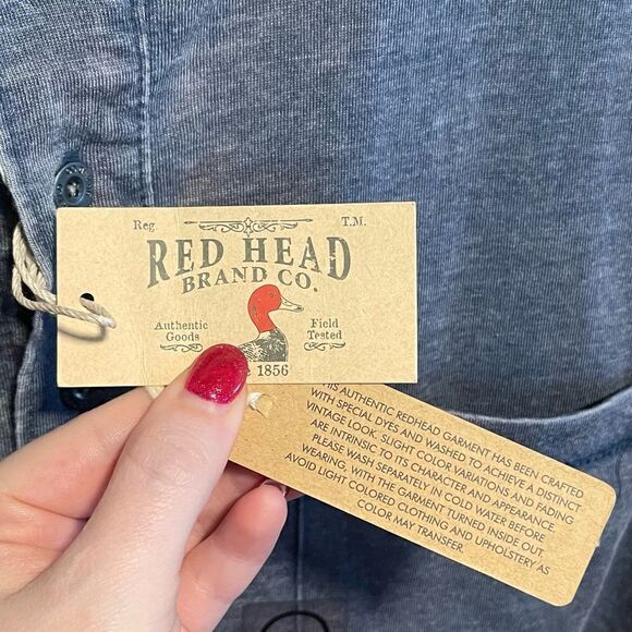 NWT- RedHead- Men’s Washed Navy Blue Short Sleeve Pocket T-shirt, Size Large - Picture 3 of 8